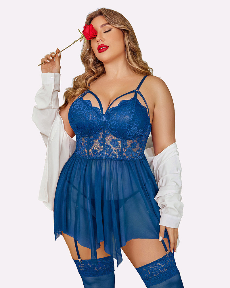 Plus Size Mesh Lace Exotic Babydoll-lovelira