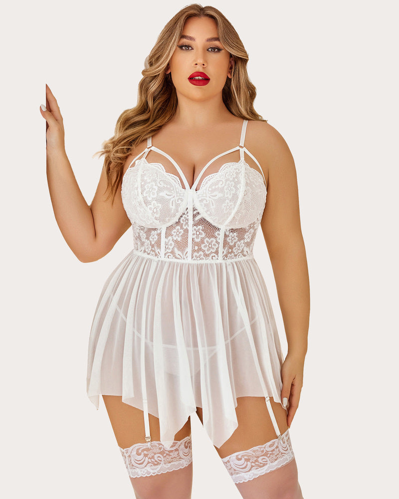 Plus Size Mesh Lace Exotic Babydoll-lovelira