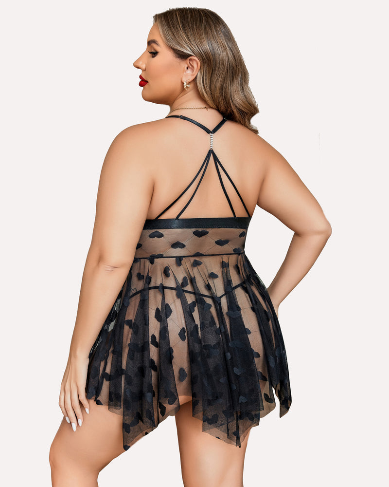 Plus Size Lace Front Slit Nightdress-lovelira