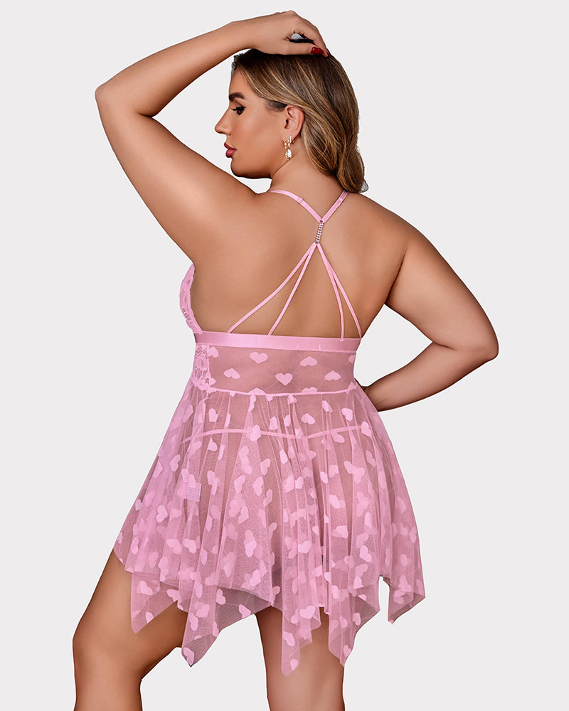 Plus Size Lace Front Slit Nightdress-lovelira