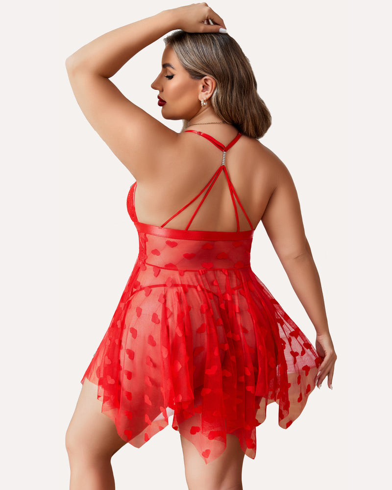 Plus Size Lace Front Slit Nightdress-lovelira
