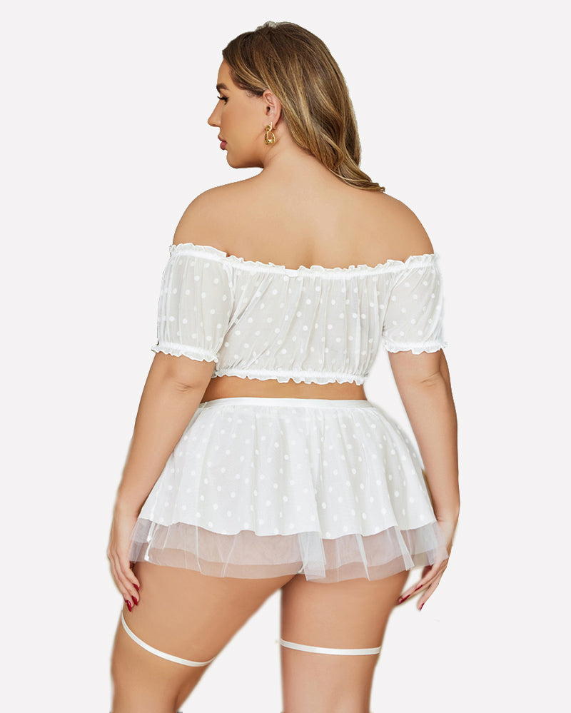 Plus Size Garter Mesh Lingerie Set-lovelira