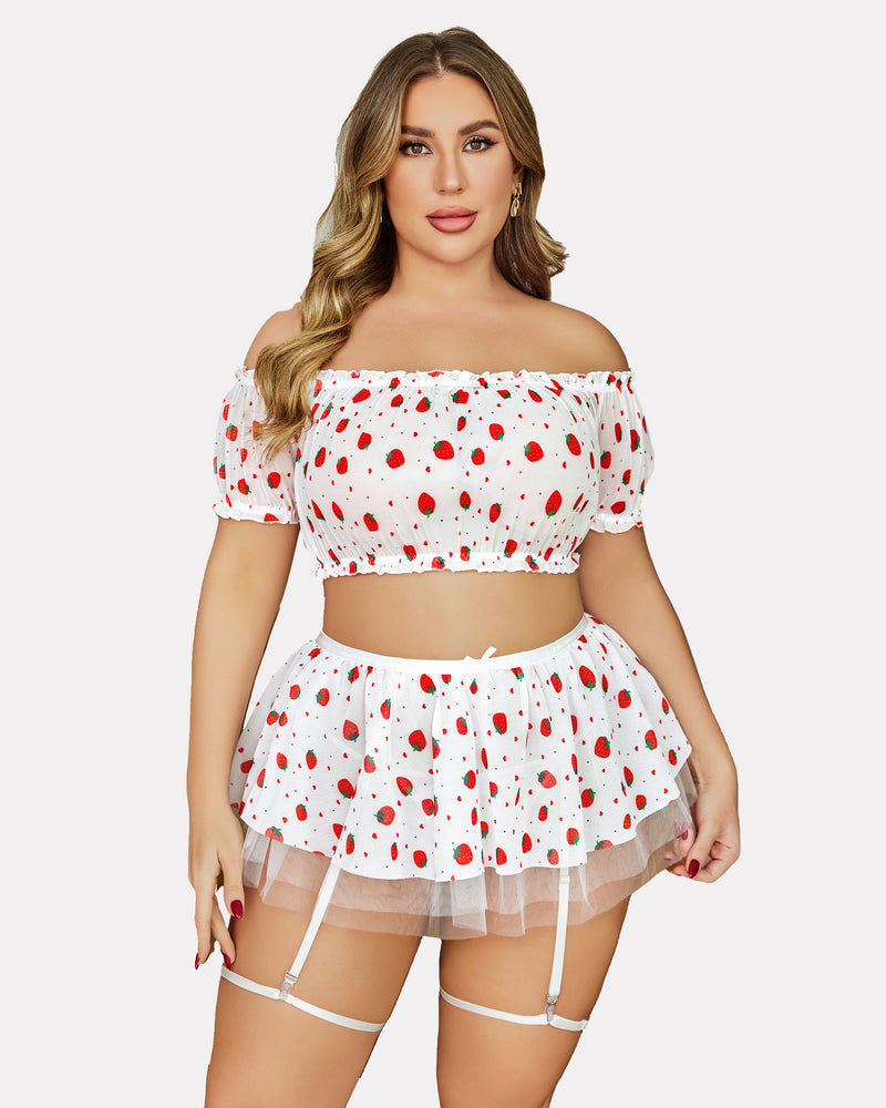 Plus Size Garter Mesh Lingerie Set-lovelira