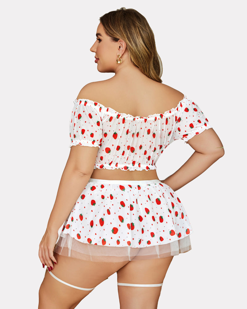 Plus Size Garter Mesh Lingerie Set-lovelira