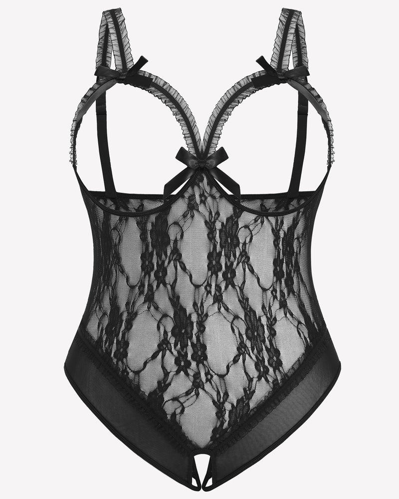 Plus Size Crotchless Exotic Lace Teddies-lovelira