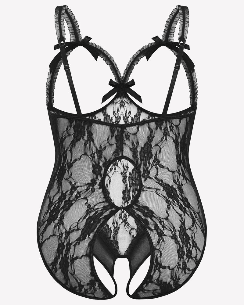 Plus Size Crotchless Exotic Lace Teddies-lovelira