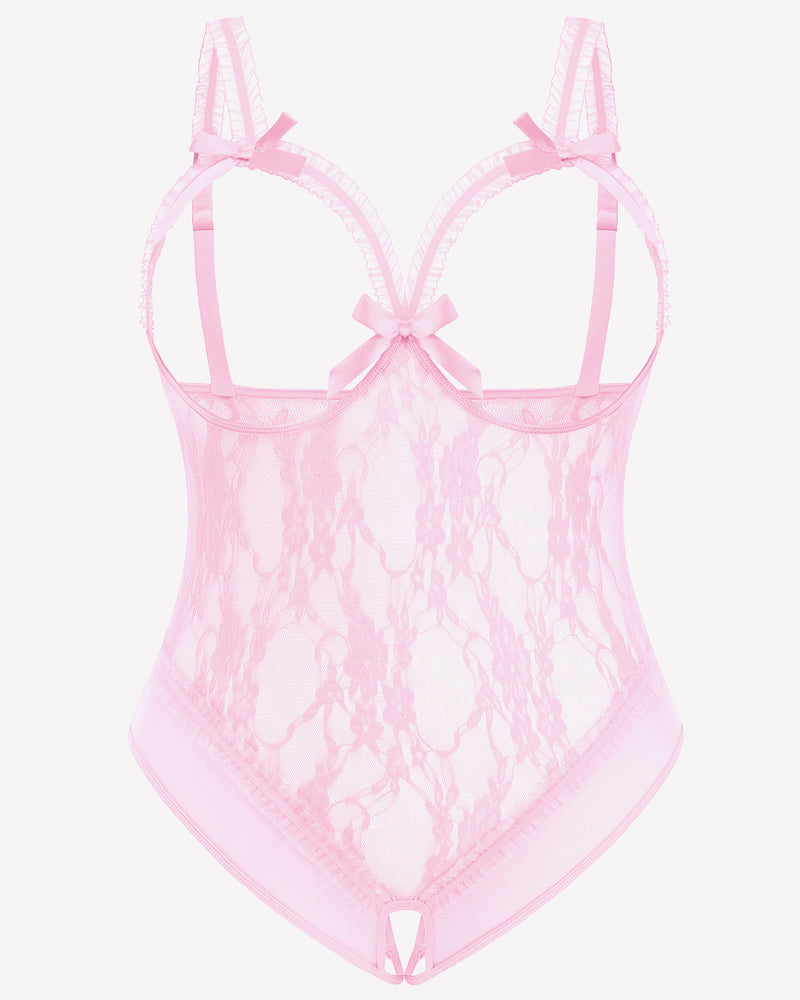 Plus Size Crotchless Exotic Lace Teddies-lovelira