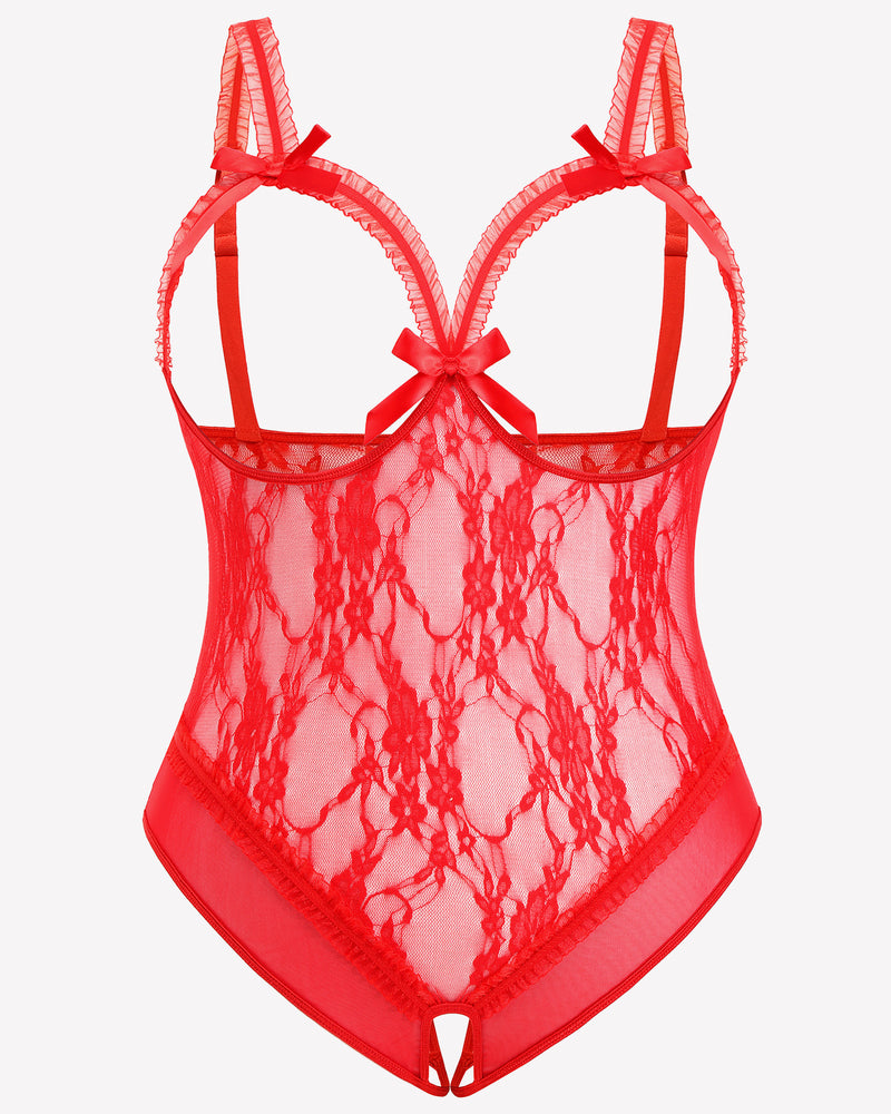 Plus Size Crotchless Exotic Lace Teddies-lovelira