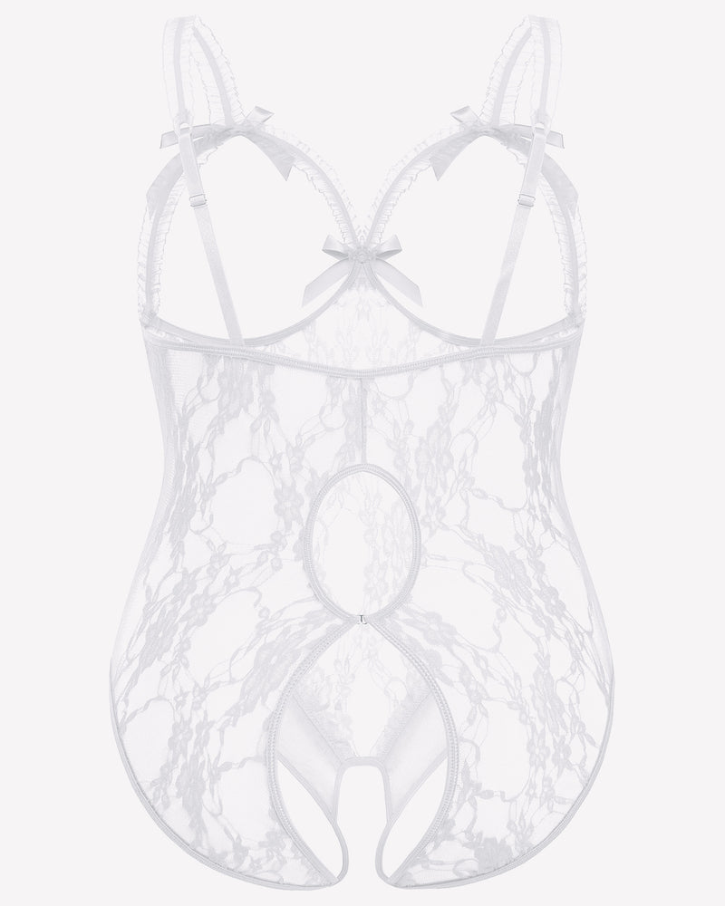 Plus Size Crotchless Exotic Lace Teddies-lovelira