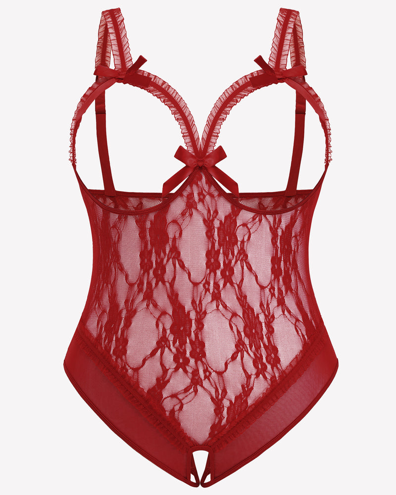 Plus Size Crotchless Exotic Lace Teddies-lovelira