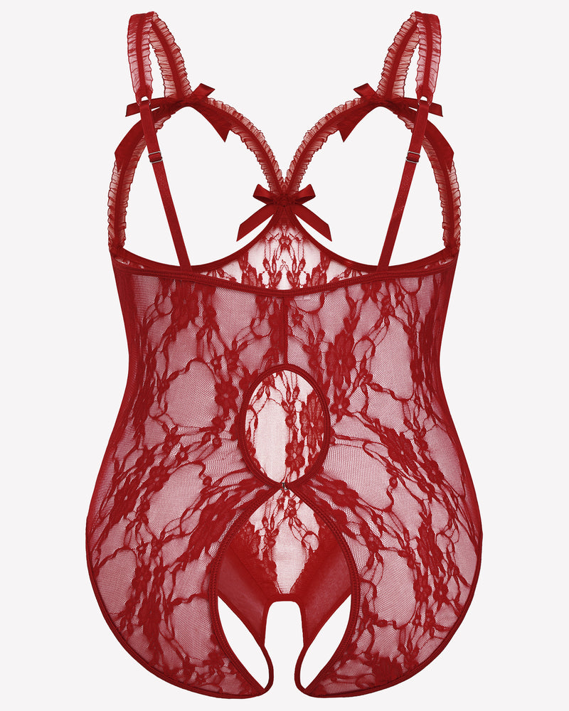 Plus Size Crotchless Exotic Lace Teddies-lovelira