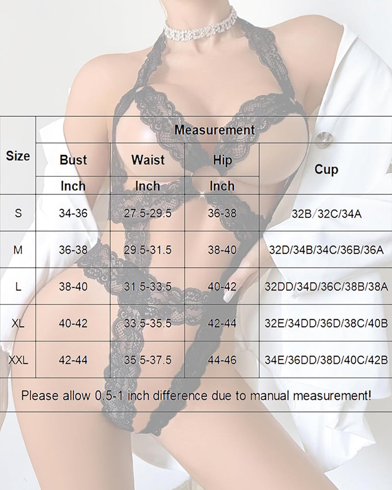 Lace Cupless Bodysuit Deep V Neck Teddy