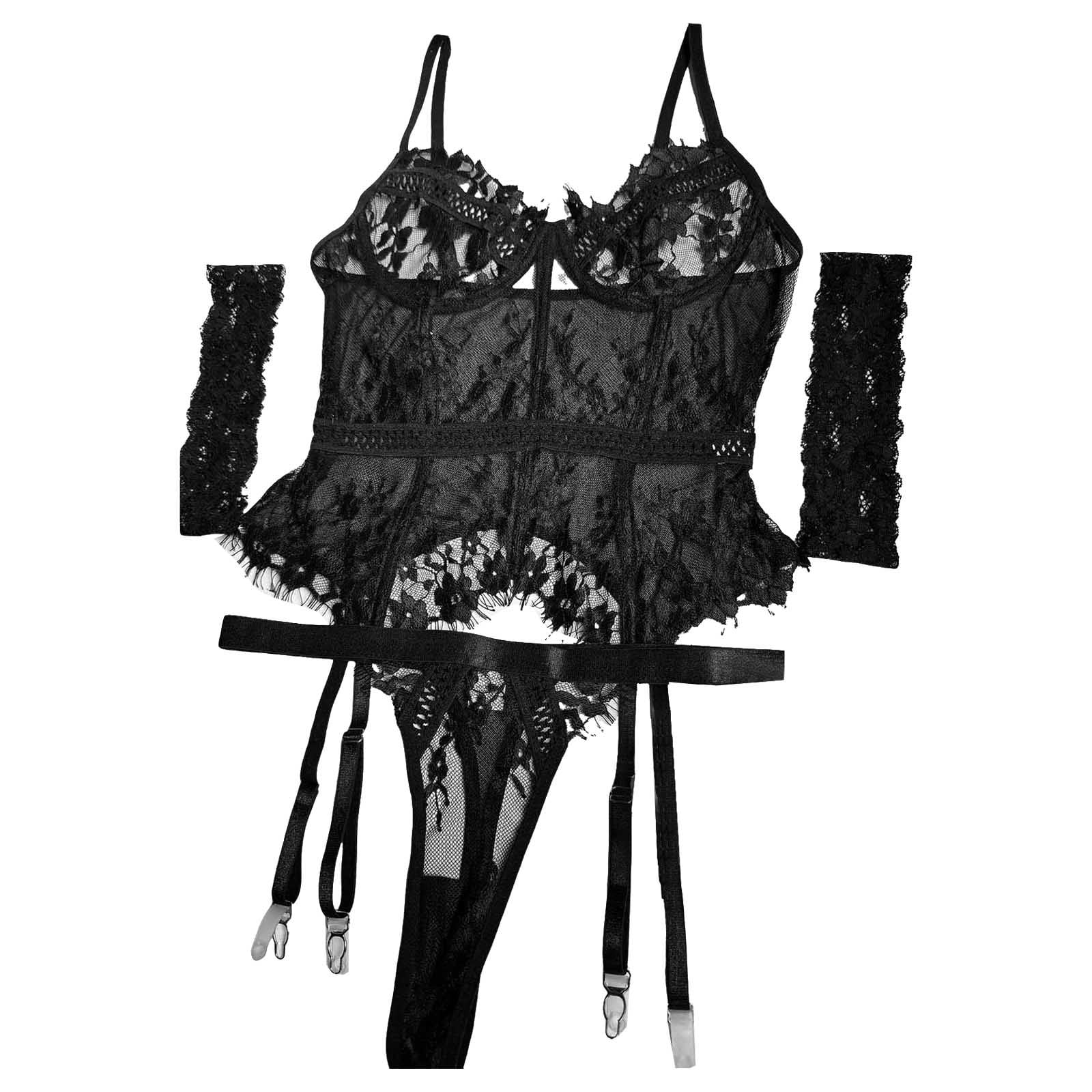 Sexy Lingerie For Women Lace Corset Outfits Garter Lingerie Sets Crotchless Bodysuit