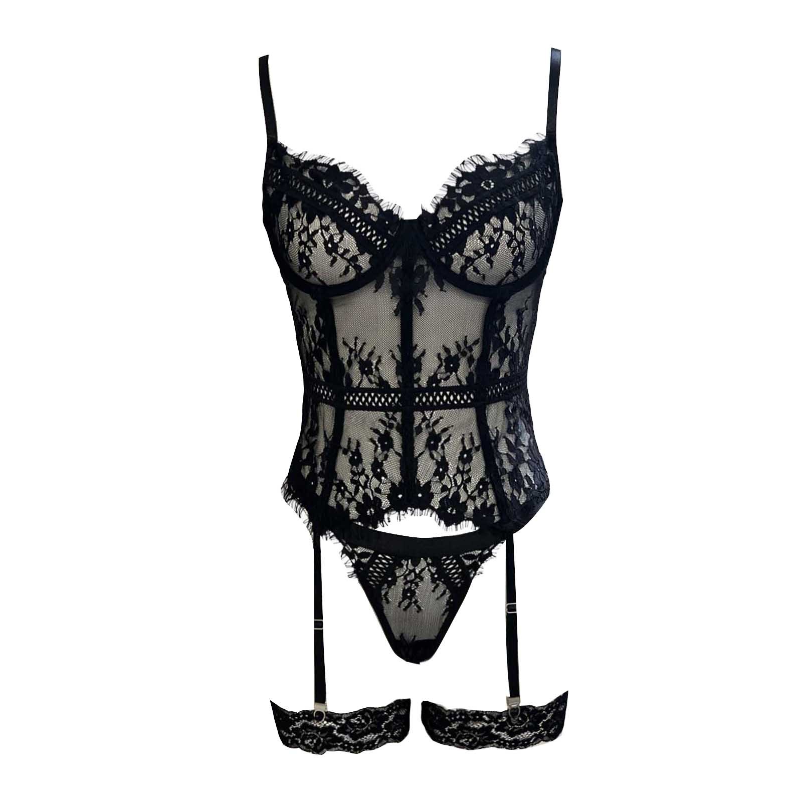 Sexy Lingerie For Women Lace Corset Outfits Garter Lingerie Sets Crotchless Bodysuit