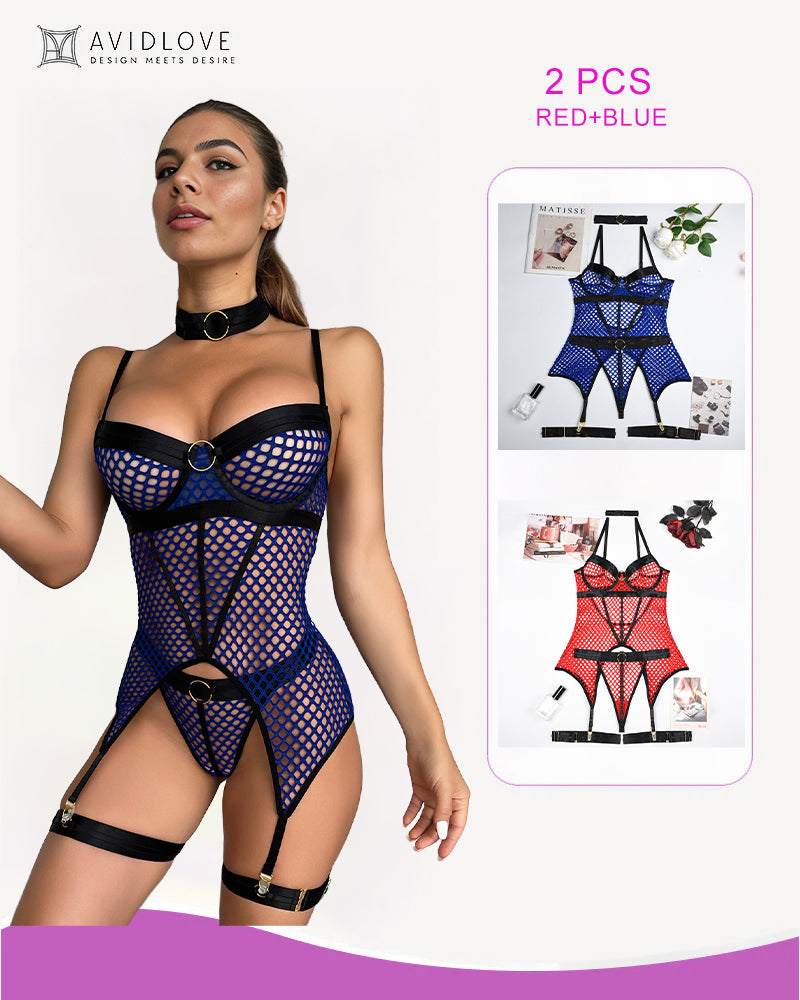 Fishnet Mesh Corset Bustier Lingerie-lovelira