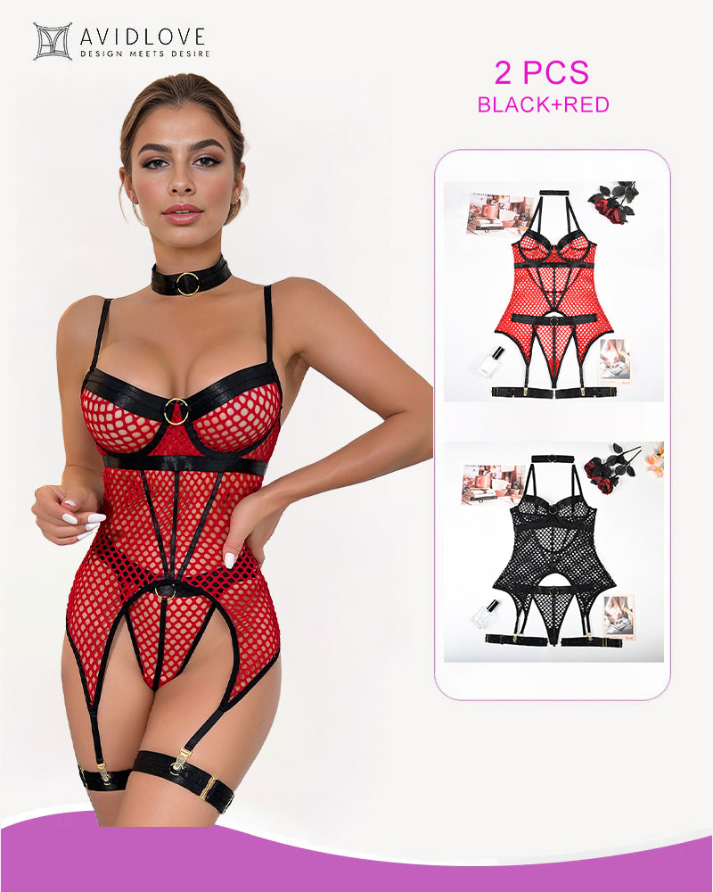 Fishnet Mesh Corset Bustier Lingerie-lovelira