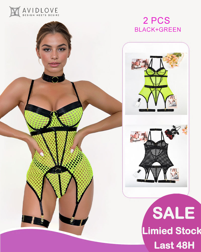 Fishnet Mesh Corset Bustier Lingerie-lovelira