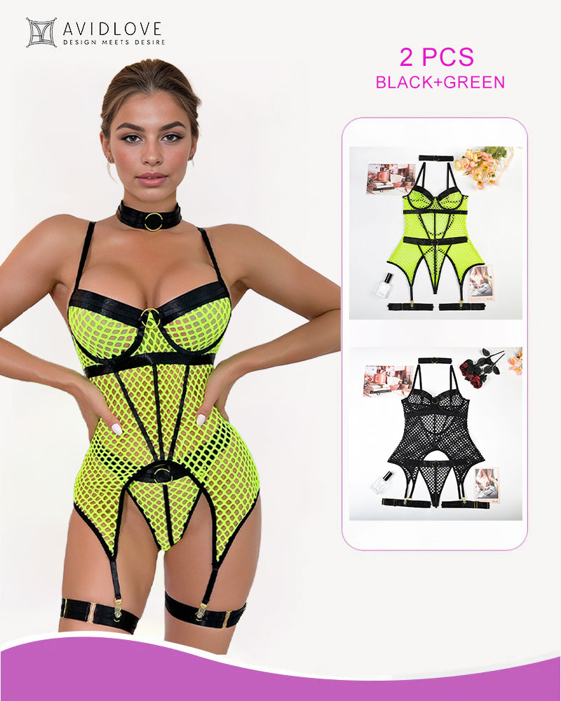 Fishnet Mesh Corset Bustier Lingerie-lovelira