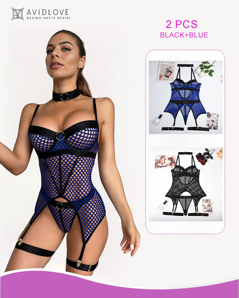Fishnet Mesh Corset Bustier Lingerie-lovelira
