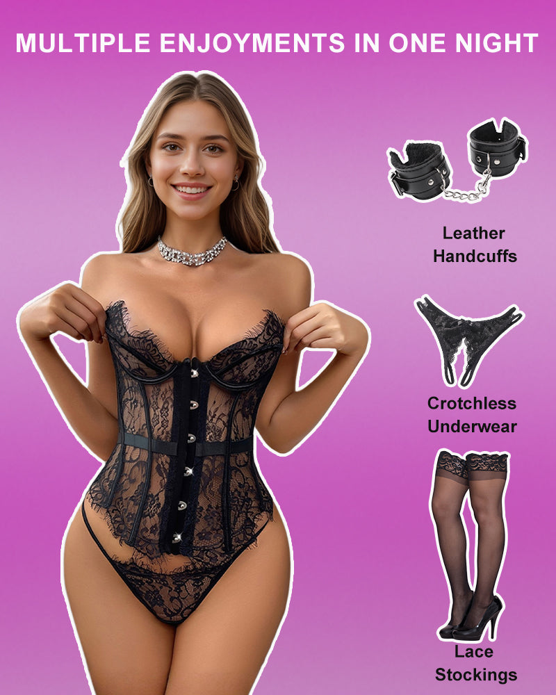 Corset Top and Panty Set with Fishbone-lovelira