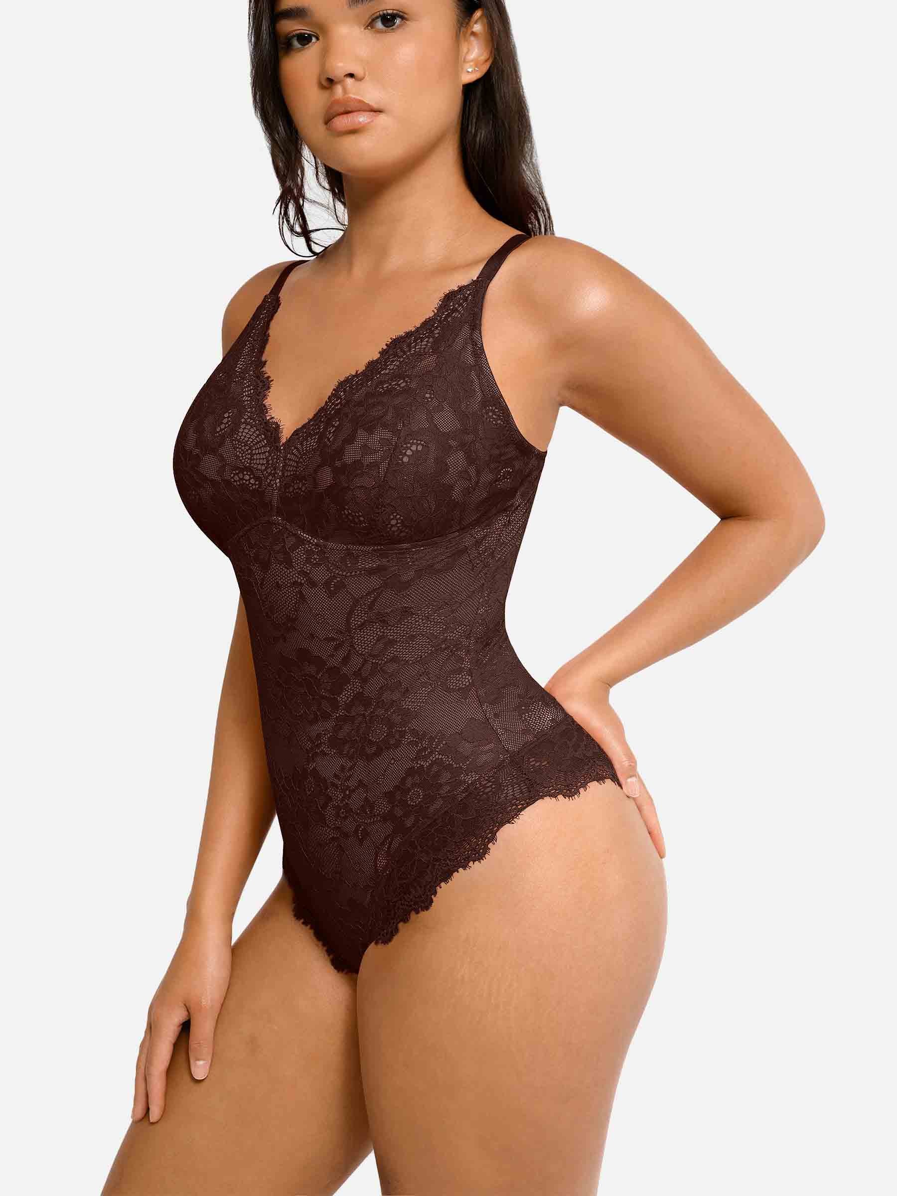 Feelingirl-V-Neck-Bodysuit-with-Lace-Fabric-BN5