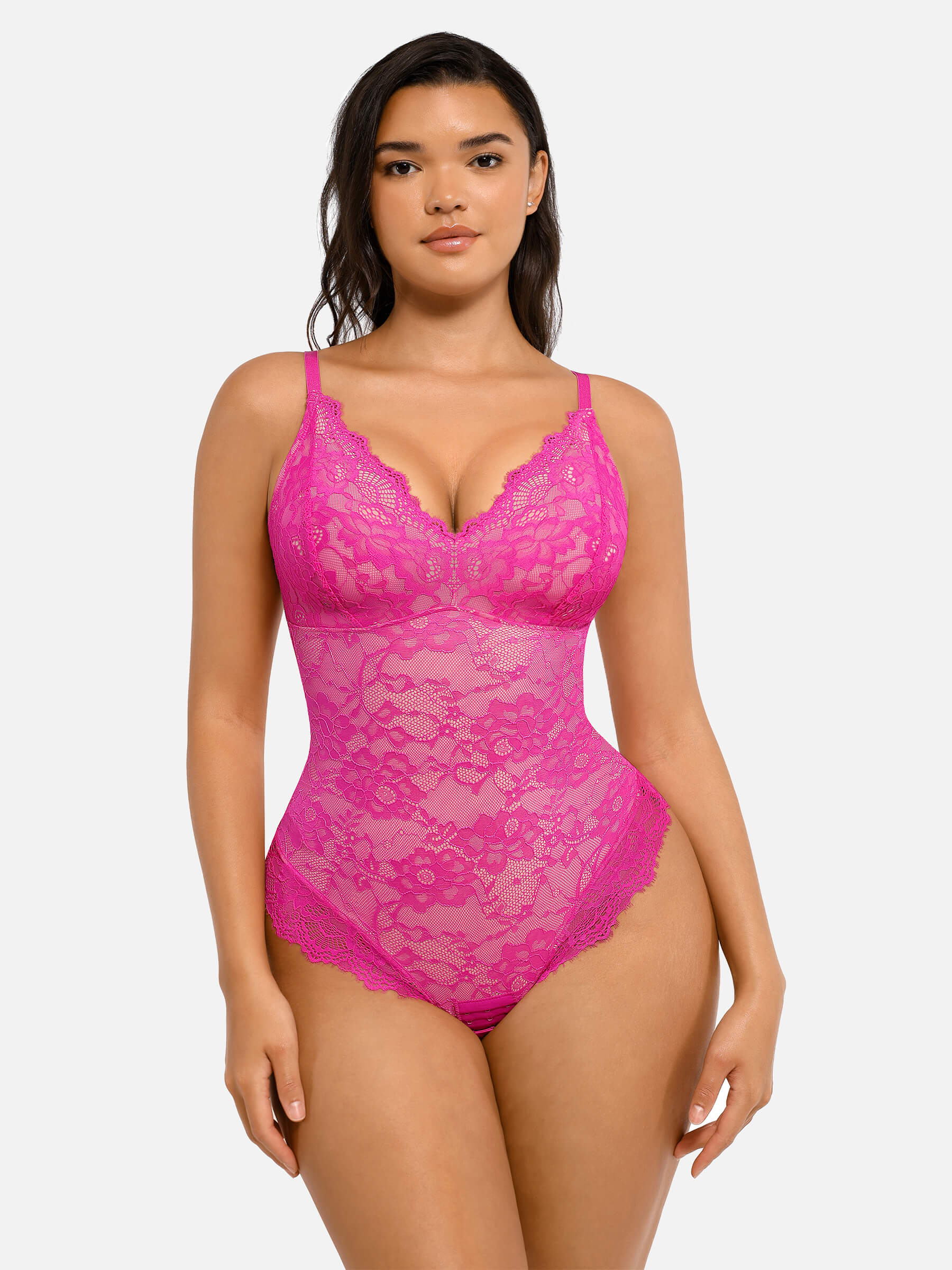 Feelingirl-V-Neck-Bodysuit-with-Lace-Fabric-PK5