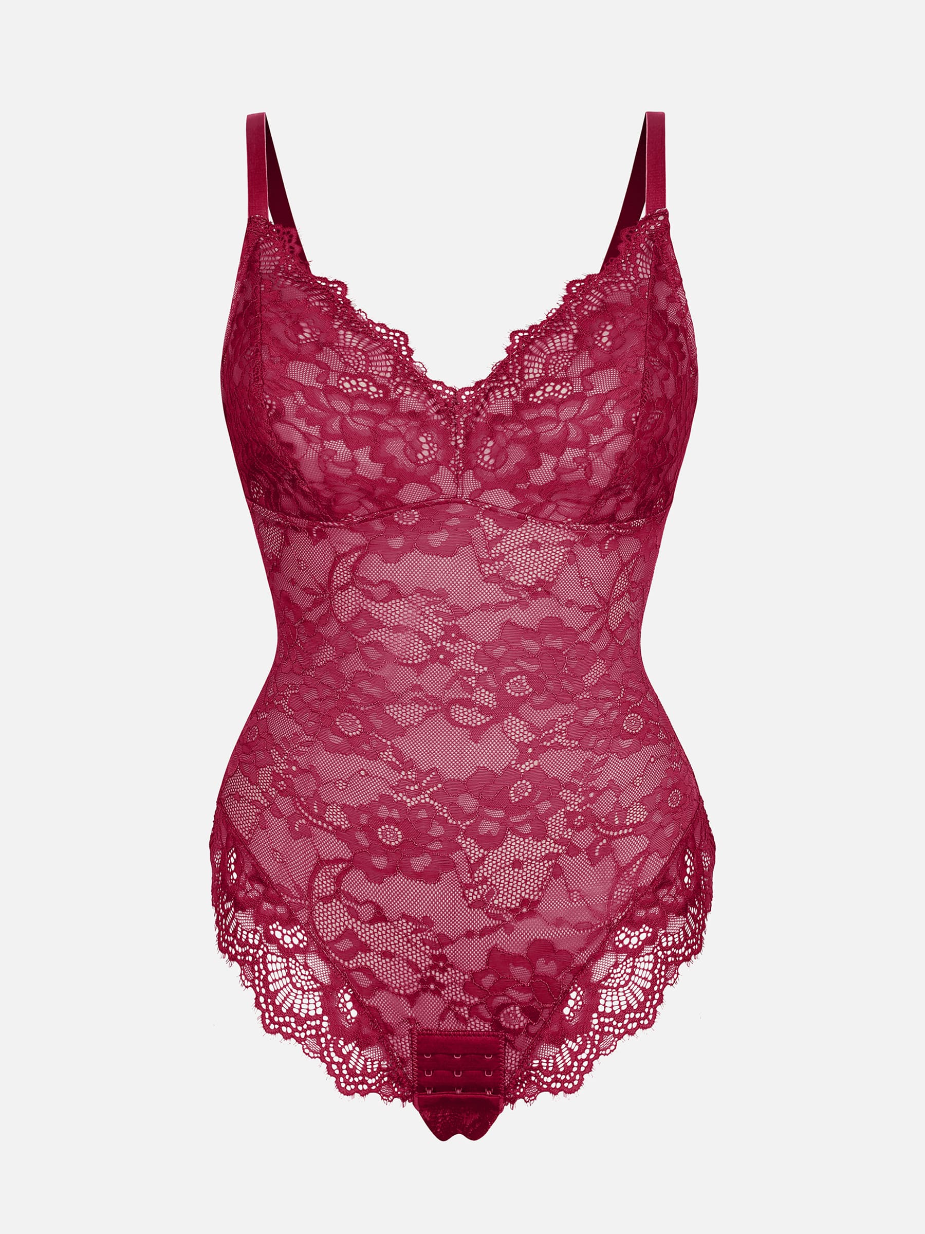Feelingirl-V-Neck-Bodysuit-with-Lace-Fabric-RD3