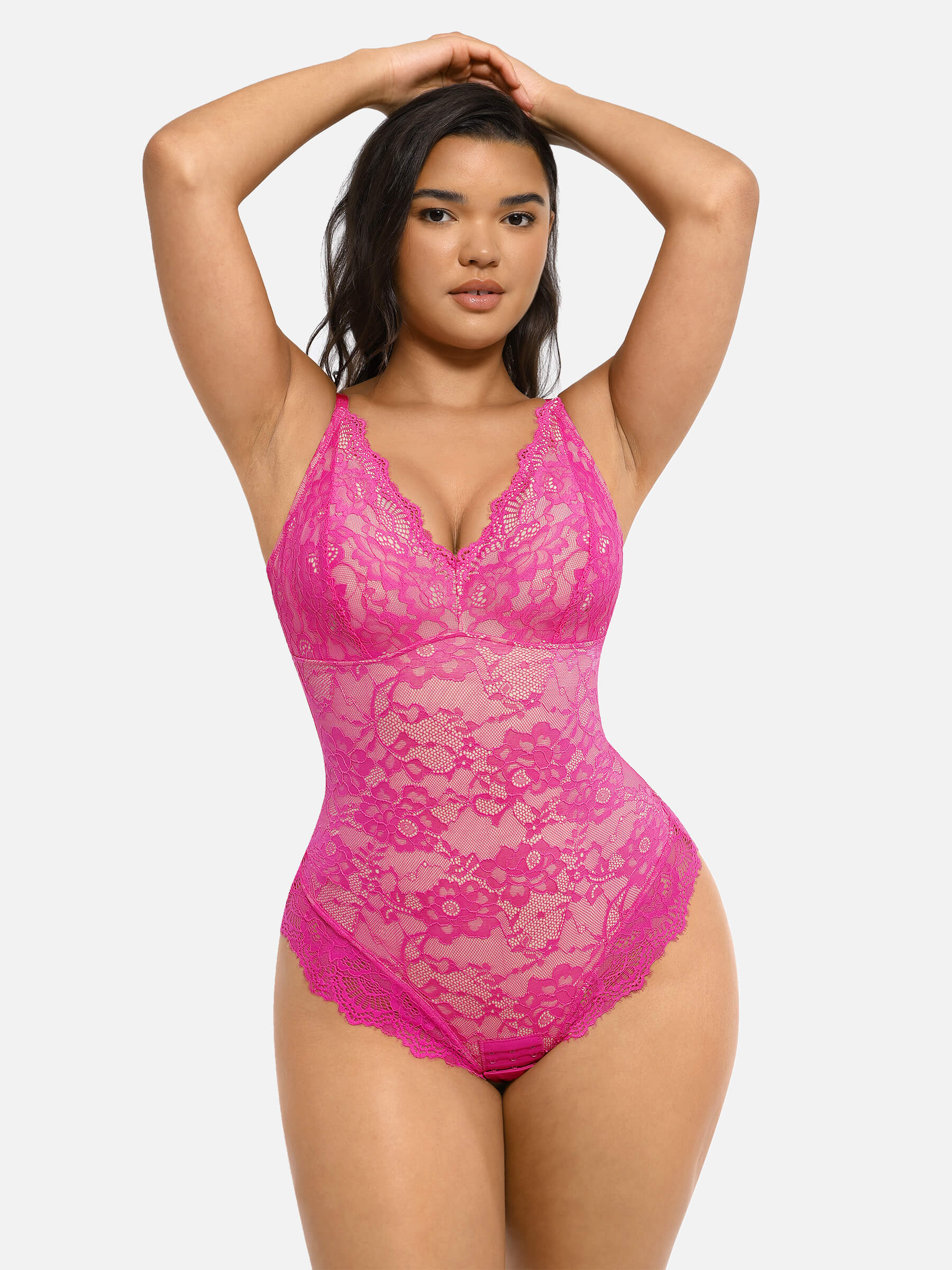 Feelingirl-V-Neck-Bodysuit-with-Lace-Fabric-PK5
