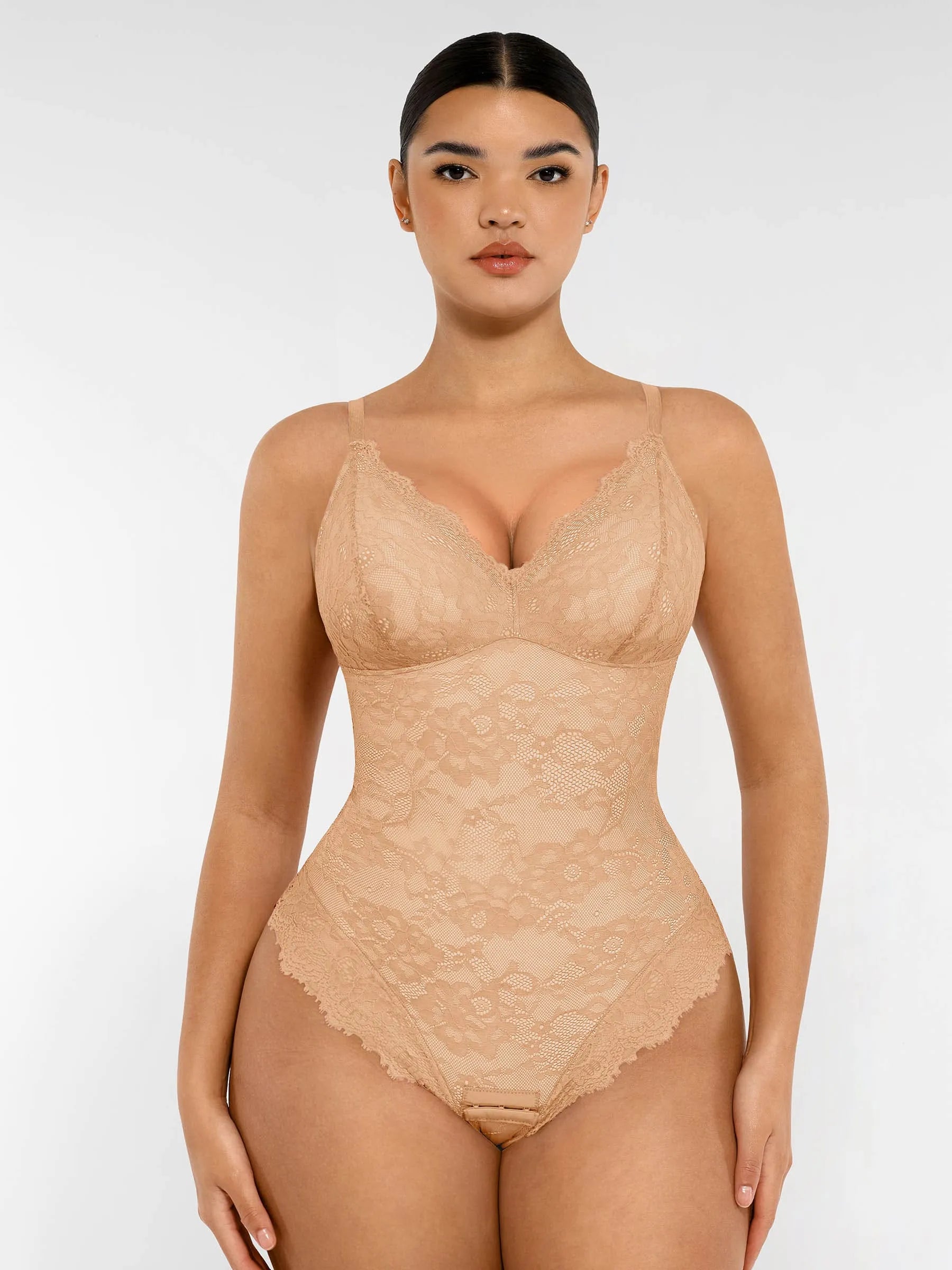 Lace V Neck Full Bodysuit