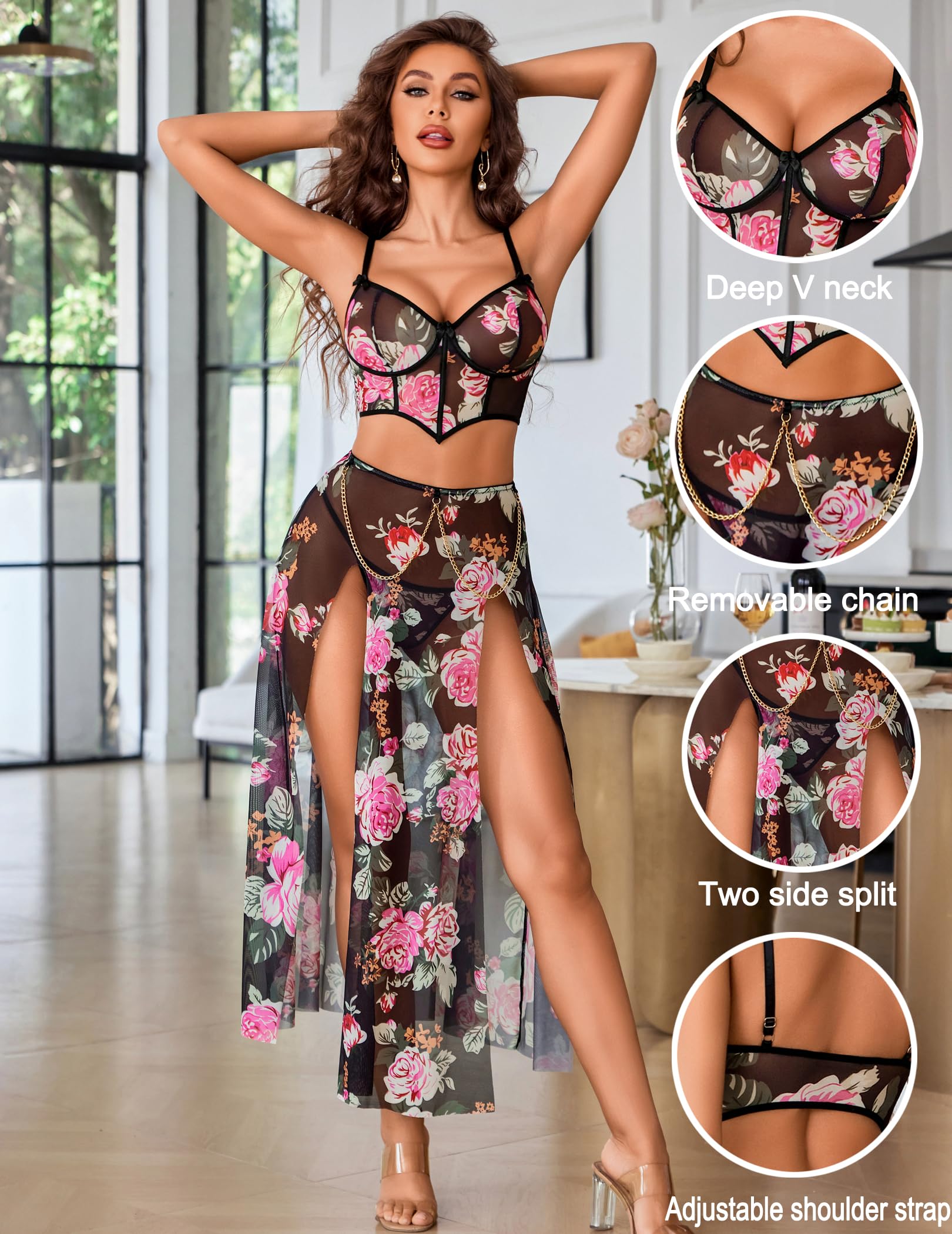 Sheer Embellished Corset Dress Two-Piece  Dress Set