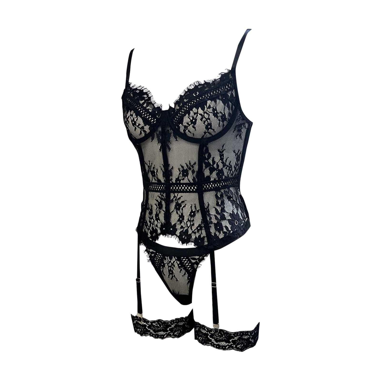 Sexy Lingerie For Women Lace Corset Outfits Garter Lingerie Sets Crotchless Bodysuit