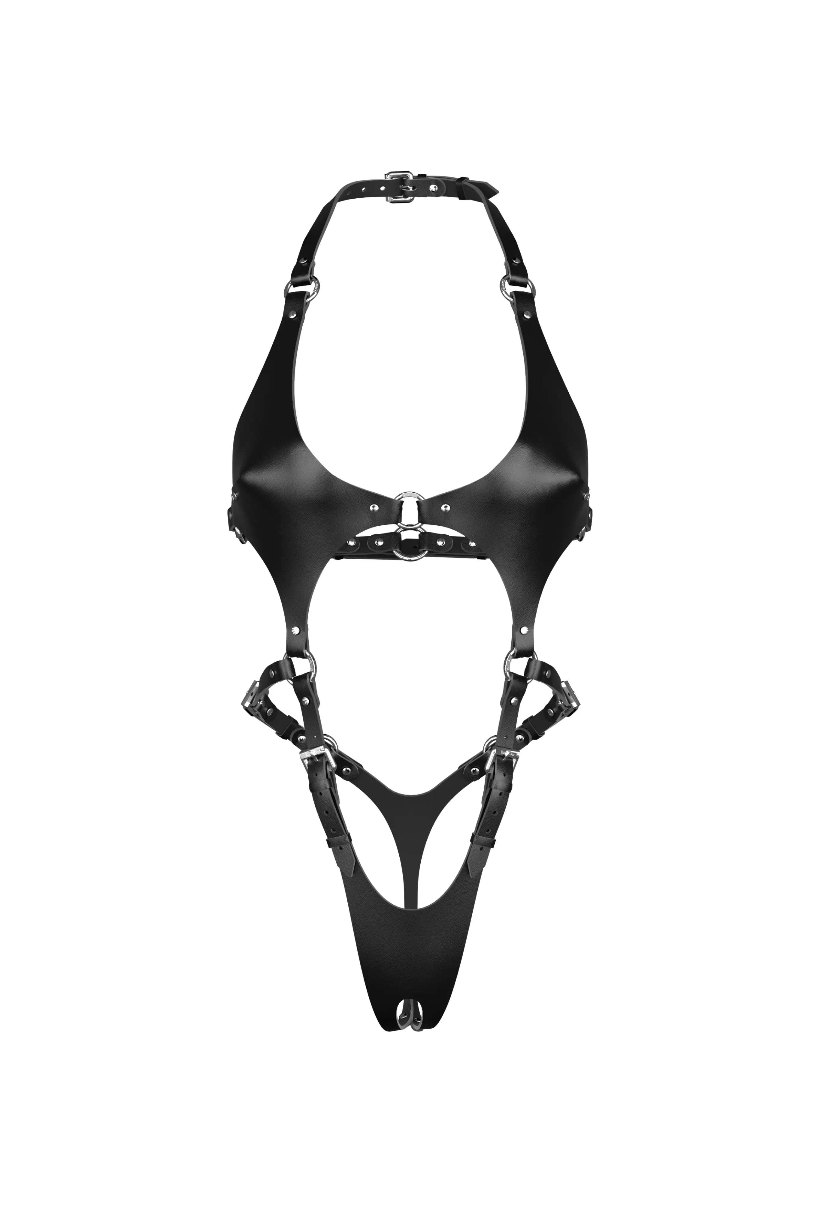 Pamela Leather Crotchless Fullbody in Black-lovelira