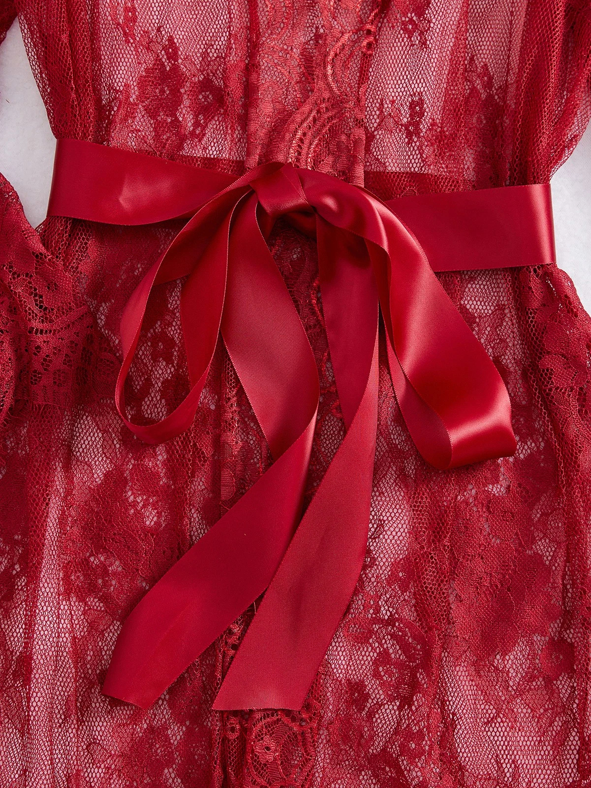 Women's Sexy Lingerie Set 3 Piece Lace Kimono Robe with Bra and Panty Sleepwear