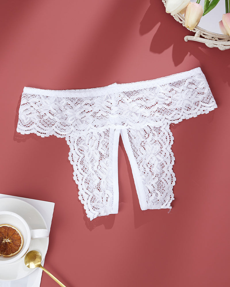 Plus Size Open Crotch Lace Panties-lovelira