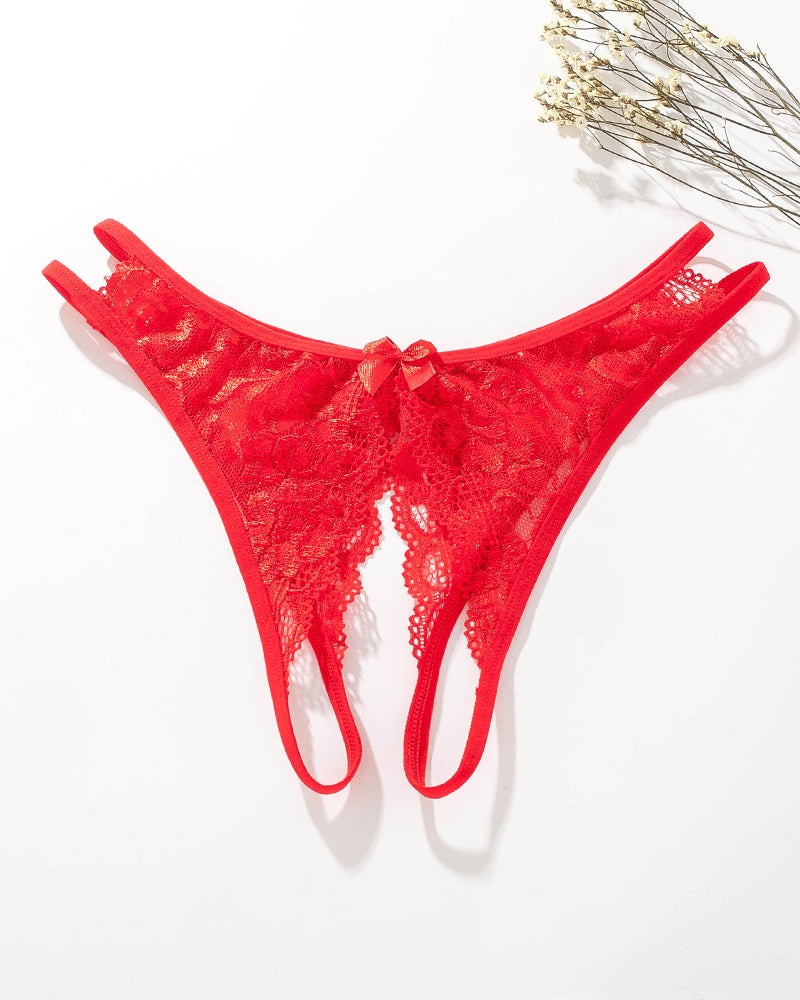 Lace  Bows  Open-Cut Panties-lovelira