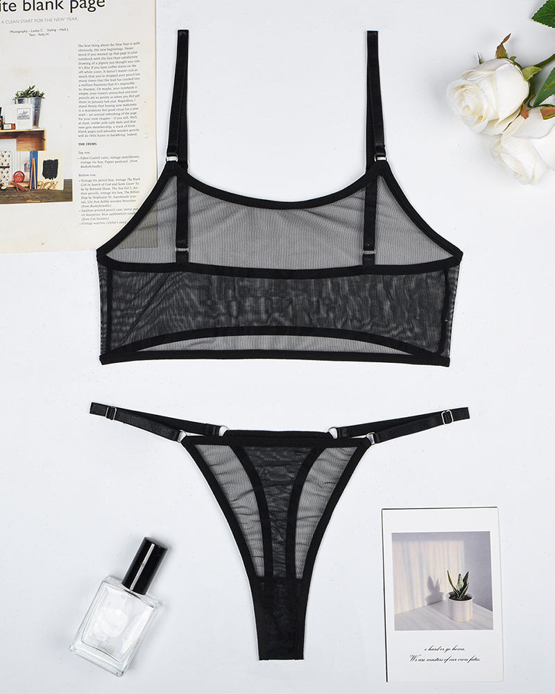 Mesh See-Through Camisole Bra Set-lovelira