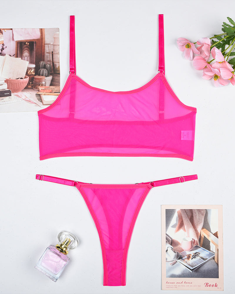 Mesh See-Through Camisole Bra Set-lovelira