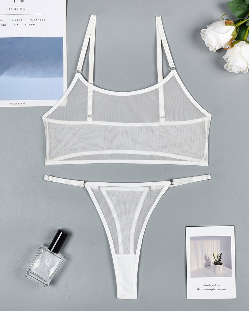 Mesh See-Through Camisole Bra Set-lovelira