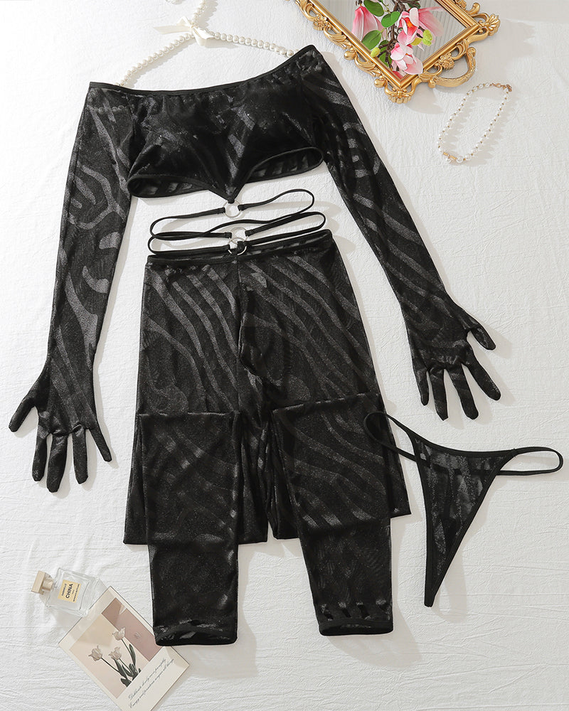 Long Sleeve Crop Tops with Stockings-lovelira