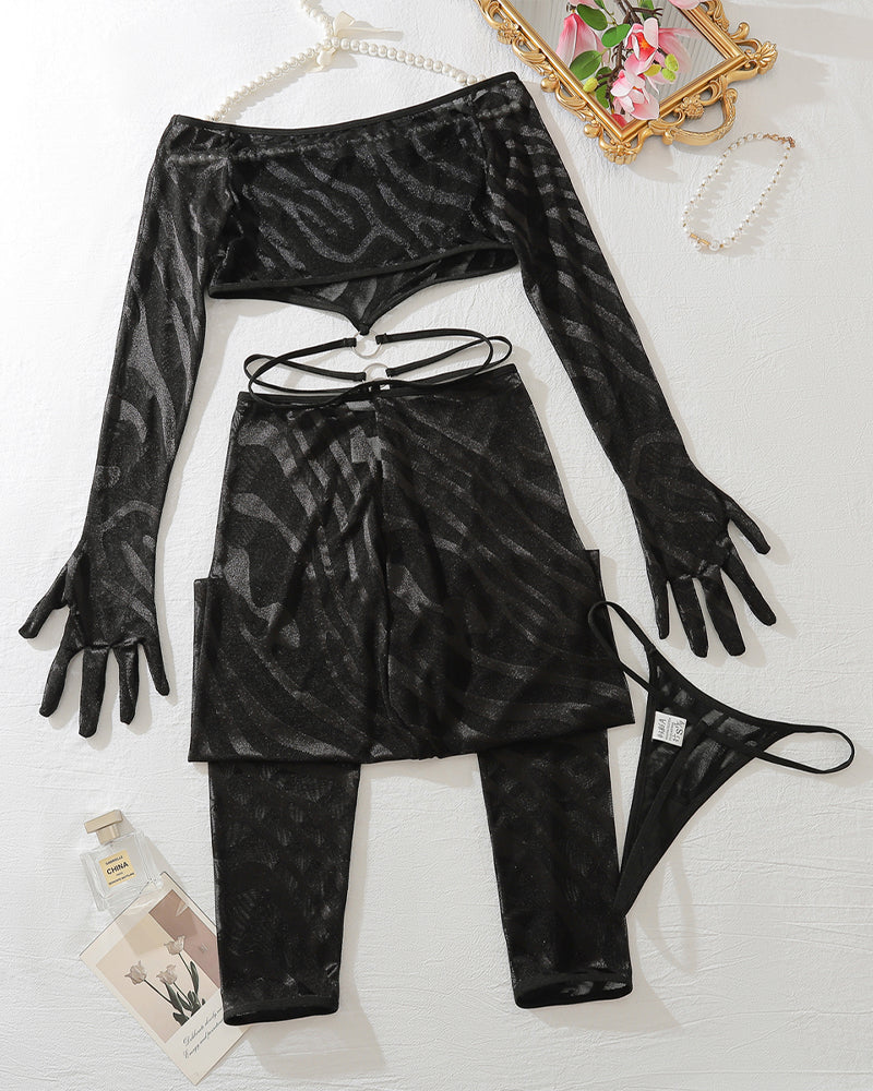 Long Sleeve Crop Tops with Stockings-lovelira