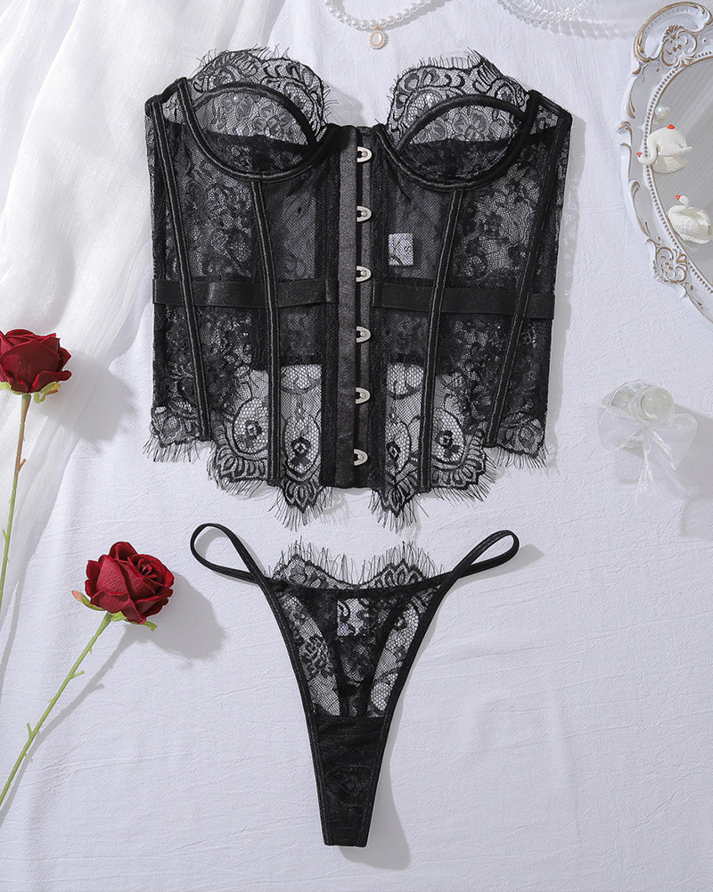 Corset Top and Panty Set with Fishbone-lovelira