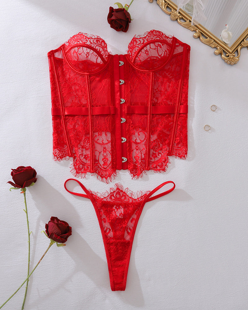Corset Top and Panty Set with Fishbone-lovelira