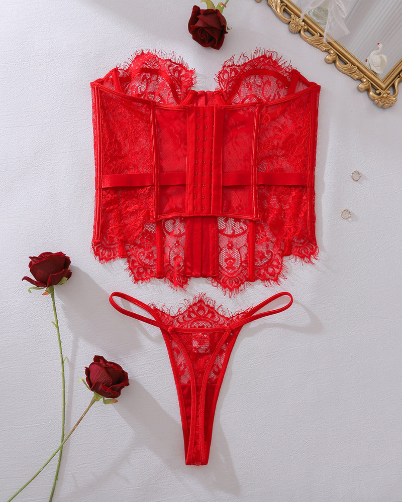 Corset Top and Panty Set with Fishbone-lovelira