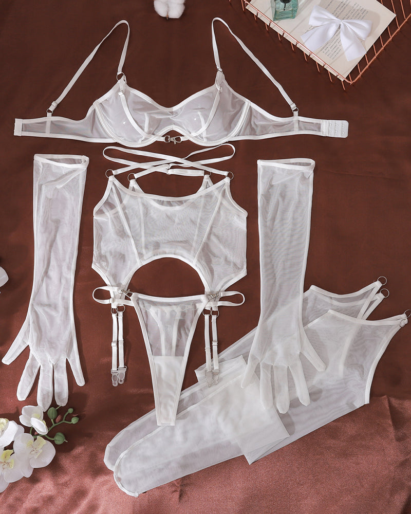 Mesh Shaping Body Set+Gloves+Stockings-lovelira