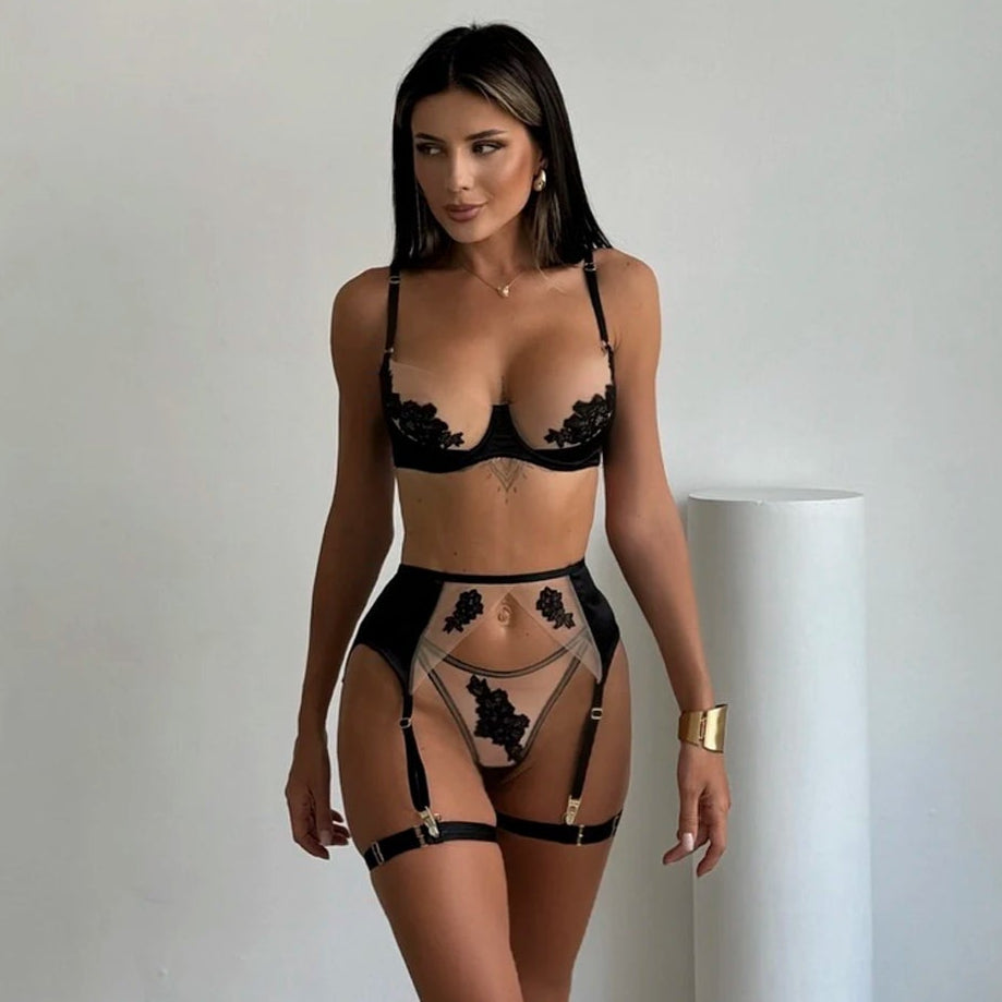 Model SL802Cross Hollow Crotchless Fishnet Bodysuits-lovelira