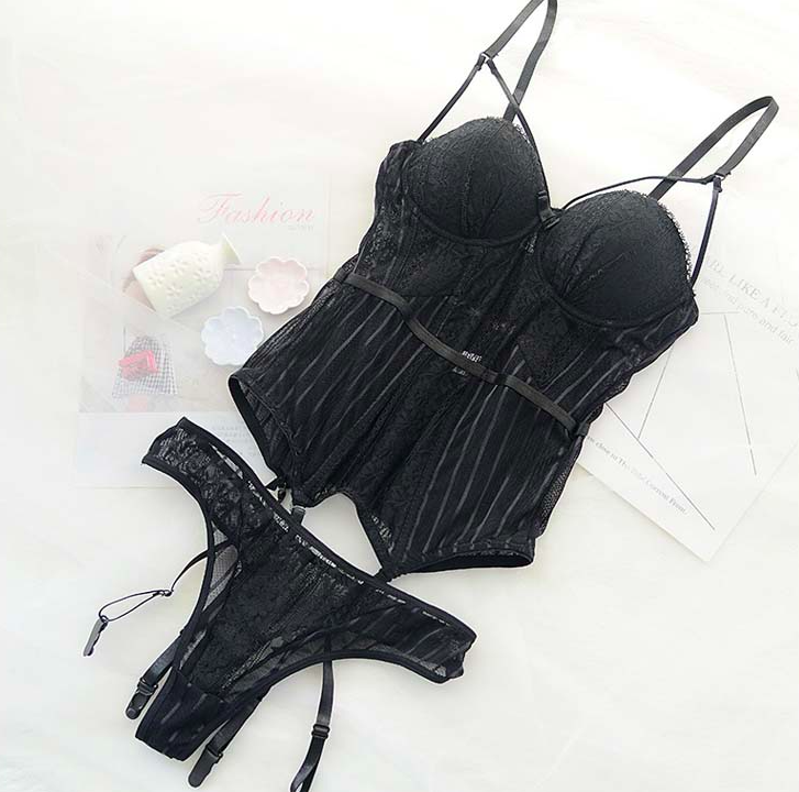 LORETTA LACE CORSET SETCross Hollow Crotchless Fishnet Bodysuits-lovelira