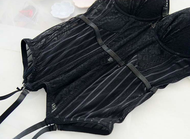 LORETTA LACE CORSET SETCross Hollow Crotchless Fishnet Bodysuits-lovelira