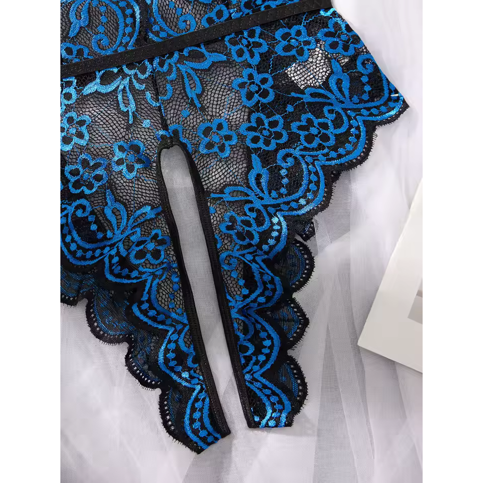 Model LT358Cross Hollow Crotchless Fishnet Bodysuits-lovelira