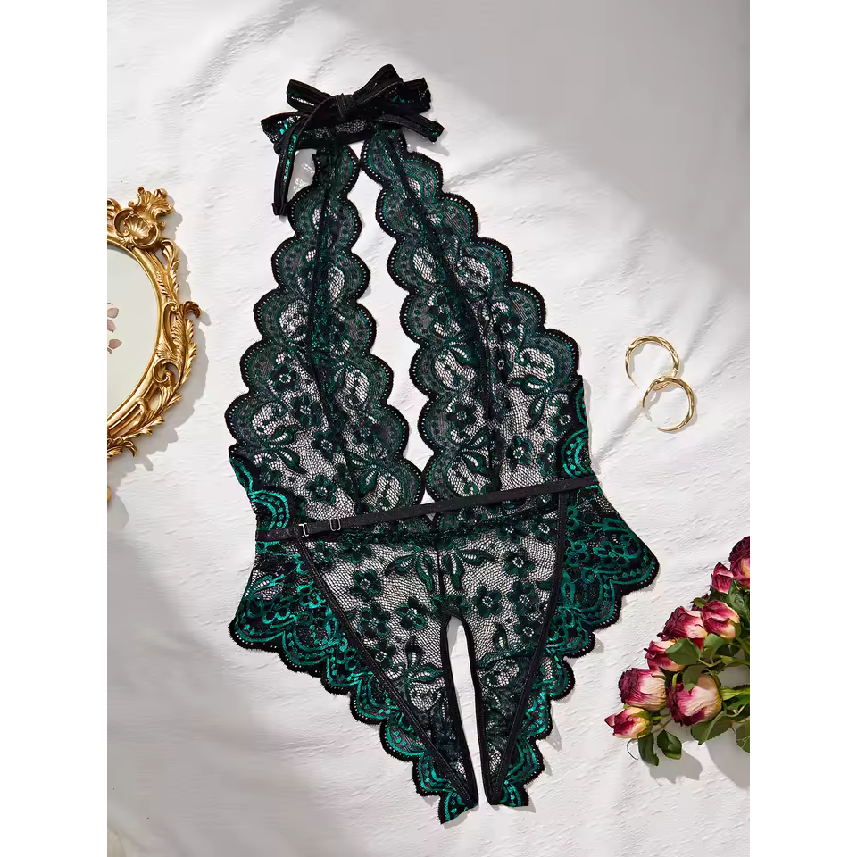 Model LT358Cross Hollow Crotchless Fishnet Bodysuits-lovelira