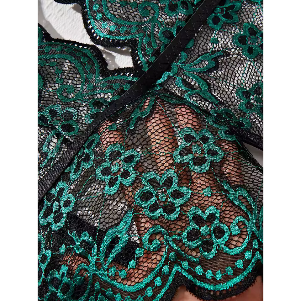 Model LT358Cross Hollow Crotchless Fishnet Bodysuits-lovelira